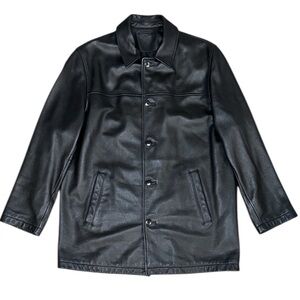 Brooks Brothers 346 Leather Jacket Mens Large Black Lined Bomber